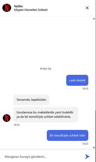 Netflix Canlı Destek ile İletişim