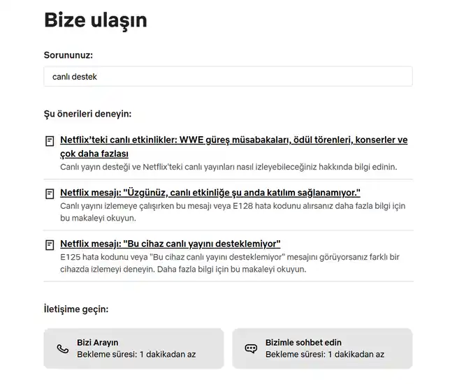 Netflix Canlı Destek